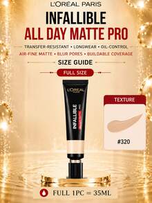 L’Oreal Paris L'Oreal PRO 粉底液 #320，10/35ml，雙重控油配方，高遮瑕，防水防暈染，輕盈配方，持久霧面妝效，適合油性肌膚 - 吸油棒PRO恆放溢彩持色粉底液#320 - 查看 14