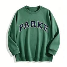 2026New Arrival Bestseller Women's Casual "PARKE" Letter Print Loose Pullover Sweatshirt, Encountering Lazy Fashion, Women's Graphic Tops Clothes. - 綠色2 - 查看 6