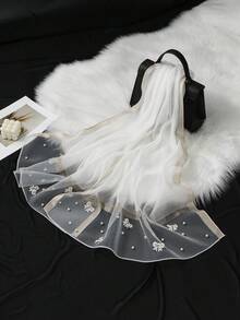 1pc Women's Luxury Butterfly Embroidery Long Scarf, Mesh Pearl Beaded Minimalist Long Shawl, Breathable Mesh Pearl Shawl, Suitable For Wedding, Evening Party Outerwear And Daily Outing Matching - Multicolor - View 13