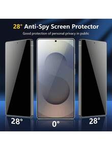 XINHONGYU 2入裝 Galaxy S 系列隱私螢幕保護貼，支援 0.2 秒指紋解鎖，相容 Galaxy S2/26+/26/Ultra、Galaxy S25 Ultra/S25+/S25/S24 Ultra/24 Plus/24/23/22/21，25° 防窺強化玻璃，全螢幕覆蓋，防指紋、防摔、防刮、零氣泡 - 黑色 - 查看 4