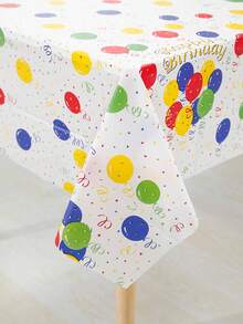 1 pieza Mantel de plástico desechable para fiesta de cumpleaños con globos - Feliz cumpleaños - Globo - Ver 10