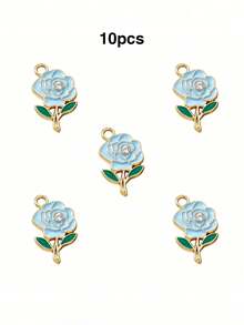 10/20/100PCS Rhinestone Rose Flower Pendant DIY Alloy Jewelry Accessories Earrings Necklace Charm Pendant Box Packaging Hanging Decoration - Rose - View 9