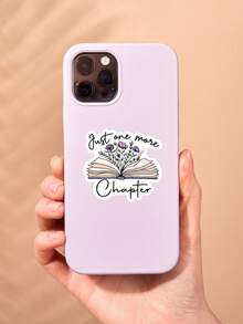1pc Cute "Just One More Chapter" Decal For Phone Case & Kindle, Quirky Cursive Typography Stationery Decor For Teens & College Girls - Multicolor - View 7