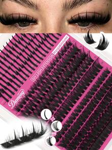Miss Diamond Spiky 60D+80D DIY Lash Clusters, Wispy Spiked Individual False Lashes, D Curl Mixed Volume Faux Mink, Soft Reusable Segment Eyelashes, Fluffy Dramatic Lashes Daily Party Wedding Beginner Self Makeup - D - View 2