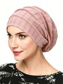 CONFLASS Solid Crinkle Textured Turban Hijab For Women, Stretch Soft Waffle Knit Head Wrap, Comfortable Chemo Cap Hair Loss Cover Daily Wear Headscarf - Multicolor - View 10