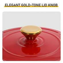 7.5QT Gradient Red Enamel Cast Iron Cooking Pot With 2 Silicone Heat Resistant Gloves For Stewing, Braising & Daily Home Cooking - View 12