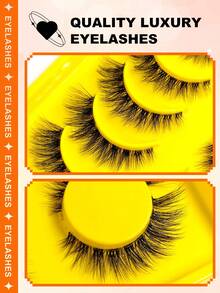6 Pairs Cat Eye Style False Eyelashes, Transparent Band Long Eyelashes, Faux Mink Lashes, Create Natural Voluminous Makeup, Strip Eyelashes, Suitable For Daily And Stage Makeup - Black - View 4