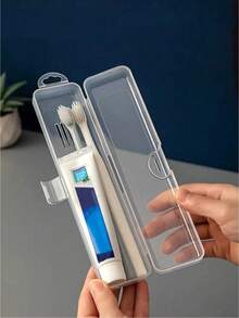 1-paquete Caja de almacenamiento portátil para cepillo de dientes de viaje - transparente - Ver 4
