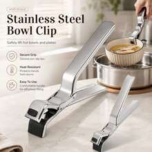 2PCS Stainless Steel Hot Plate Gripper Clips, Upgrade Hot Plate Gripper Tongs, Multi-Purpose Anti-Scald Bowl Holder Clip, Kitchen Utensil For Bowls Pans Dishes - Default - View 2