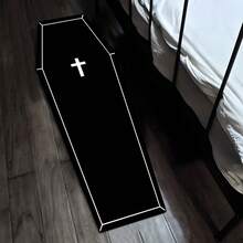 1 pieza Alfombra de ataúd negro de Halloween, duradera y lavable a máquina, adecuada para decoración de dormitorio interior, sala de estar, cocina, lavandería, alfombra de ataúd de Halloween, regalo de decoración festiva, felpudo, alfombra de sala de estar, alfombra, alfombra de área de sala de estar, alfombra de área pequeña, tapete, decoración del hogar, alfombra grande de sala de estar, alfombra redonda, decoración del hogar de sala de estar, decoración de habitación, alfombra lavable - A - Ver 5