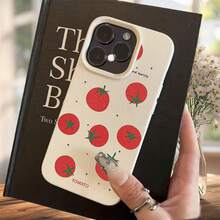 [24h Shipping From DE/FR/ES]Apple 17 16 15 Promax  21 22 23 24 25 26 Ultra Galaxy Phone Case - Factory Direct  For 17Promax 17AIR White Case With Lychee Pattern And Large Hole, Creative Tomato Pattern For 16Promax/15Pro/14Pro/13Promax 11/12/7/X/XR/XS Max Fashion Phone Case For Friends, Wife, Husband, Birthday, Easter - 圖片色1pcs - 查看 3