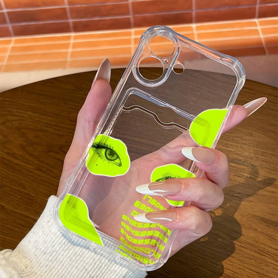 [24h Shipping From DE/FR/ES]Artistic Human Face Design Phone Case With Card Holder, Compatible With  16/16 Pro/16 Pro Max, Holds Cards And Photos, Fits  15/14/13/12/11, Transparent Four-Corner Reinforced Anti-Drop Full-Body Protective Casethe Perfect Present - A - View 1