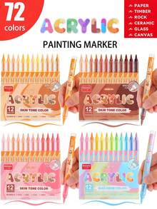 GuangNa Skin Tone/Macaron Color Multi-Specification Color Set, Skin Tone Acrylic Paint Pens, Soft Tip, Quick Drying, Suitable For Glass, Fabric, Illustration, Sketching, Painting, Metal, DIY Crafts, Back To School Essential Stationery - Marker Pen (set) - View 10