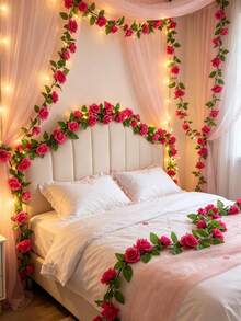 Decorazione di rampicanti di rose artificiali, crea un'atmosfera festiva, adatta per vari eventi e scenari - Fiori artificiali - Visualizzare 8