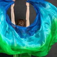 1pc Gradient Rainbow Multicolor Faux Silk Belly Dance Hand Veil, Soft Flowy Gradient Color Dance Scarf, Lightweight Dance Accessory For Women, Perfect For Belly Dance Practice, Stage Performance, Party Show, Carnival, Festival Costume Decoration - Multicolor - View 13