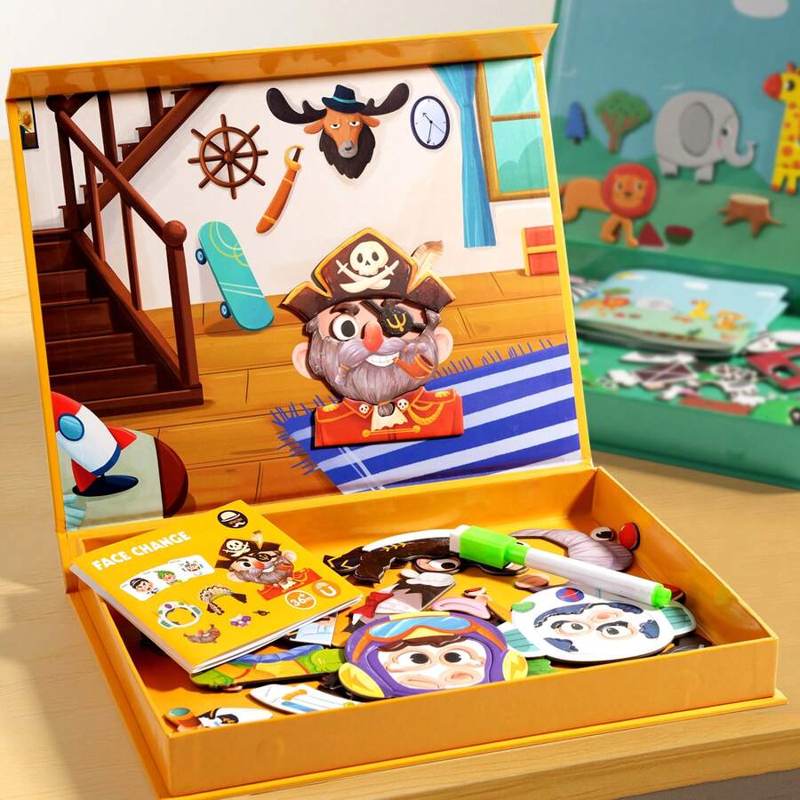 1 Set Multi-Theme Folding Face-Changing Puzzle Book, 5 Themes Infant Toddler Picture Recognition Logic Thinking Educational Toy