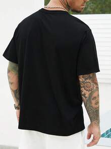 Men'S 180G 100% Casual T-Shirt, Plus Size - 黑色 - 查看 11