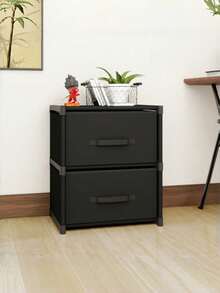 1pc Minimalist Multi-Color Fabric Drawer Cabinet, Black/Grey/White Freestanding Stackable Bedside Storage Rack, Metal Frame Space-Saving Vanity Cabinet, Suitable For Dorm, Apartment And Bedroom, Back To School And Moving Essentials, Laundry Room And Home Daily Storage - Multicolor - View 5