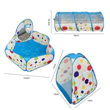 Indoor/Outdoor Pretend Play Blue Polka Dot 3 Pieces Set Ball Pit Tunnel Castle Kids Tent, Blue Polka Dot 3 Pieces Set Theme Play House, Hide And Seek Secret Base For Boys And Girls, Ideal Holiday Family Party Gift - Blue - View 6