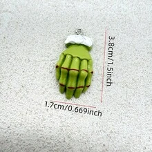 6件樹脂萬聖節綠色惡魔手墜飾，適合DIY珠寶製作，完美用於派對配件、耳環、項鍊、包包吊飾 - 綠色鬼手吊墜 - 查看 3