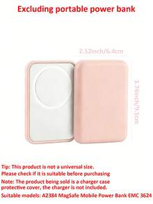 Funda protectora para batería portátil magnética para iPhone - Cubierta protectora anti-caída de TPU, compatible con MagSafe | Funda protectora para cargador | Diseño de textura mate y cierre (Batería no incluida) - Rosa - Ver 3