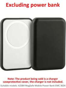 Funda protectora para batería portátil magnética compatible con iPhone - Cubierta protectora anti-caídas de TPU, compatible con MagSafe | Funda protectora para cargador | Diseño de textura mate y cierre (Batería no incluida) - Negro - Ver 8