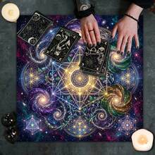 1pc Tree Of Life Tarot Card Tablecloth Altar Cloth Sun Moon Starry Sky Tarot Tablecloth For Spread Tarot Reading Cover Decor - Multicolor - View 6
