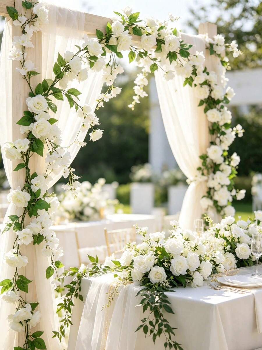 Decorazione di rampicanti di rose artificiali, crea un'atmosfera festiva, adatta per vari eventi e scenari - Fiori artificiali - Visualizzare 1