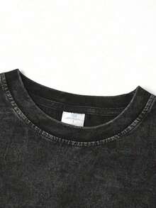 Camiseta de manga corta casual con cuello redondo y estampado de  para hombre - Estilo vintage, desgastada, festiva, unisex, regalo para el Día del Padre - Negro - Ver 4