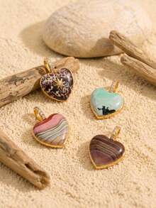 1pc Minimalist Oil Painting Style 14K Gold Plated Copper Material Pendant, Openable Oil-Filled Heart Zirconia Pendant, Women's DIY Daily Bracelet Necklace Keychain Pendant Decoration - Multicolor - View 3