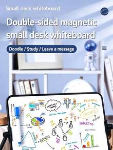 Papan Gambar Magnetik 30*21cm, Papan Tulis Meja yang Dapat Dihapus, Papan Tulis yang Dapat Dihapus dengan Penyangga Magnetik, Papan Gambar Dua Sisi dengan Penyangga Lipat yang Dapat Diatur, Papan Tulis Mini, Cocok untuk Menggambar, Memo, Daftar Tugas - MultiWarna - View 3