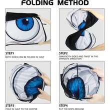 1pc Summer Cartoon Creative Funny Blue Big Eye Car Sunshade, Front Windshield Sun Protection Heat Insulation Board, Black Rubber Material, Light Blocking UV Protection, Cooling, Protect Car Interior, Fun Quirky Personalized Car Sunshade, Suitable For Family Sedan SUV Universal Car Interior Decoration - A - View 4