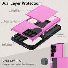 Galaxy S23 S22 S21 S20 S24 S25 FE S24 Ultra Plus A55 A56 A36 A16 A17 錢包卡槽手機殼 防震防摔保護殼 - 粉色 - 查看 8