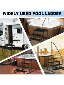 Swimming Pool Ladder Above Ground RV Steps With Handrail Heavy Duty Pool Step Hot Tub Steps 660 Lbs Weight Capacity Camper Step Stool Mobile Home Stair For Getting High - as Pic - View 5