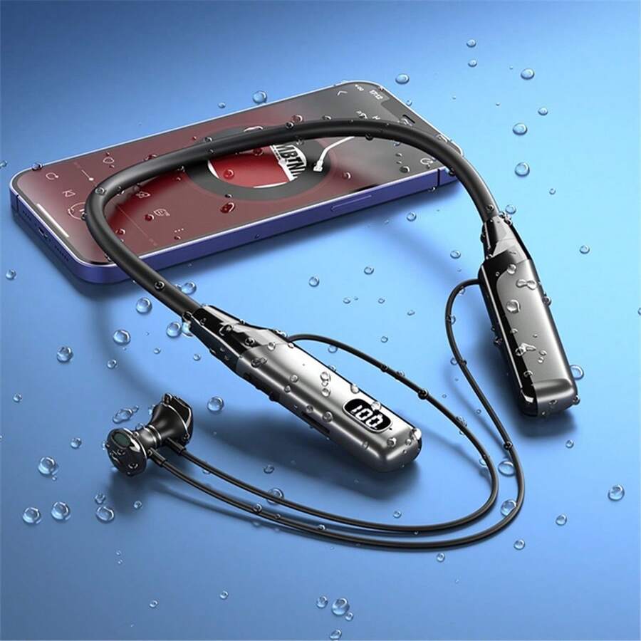 1pc Magnetic Design Button Control Soft Silicone Flexible Neckband HiFi Stereo Wireless Earphones, Fashion Wireless Music Headphones With 60 Hours Playtime - View 1