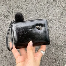 愛心蝴蝶結毛球~INS韓系簡約時尚拉鍊女款錢包 大容量卡夾 - 彩色 - 查看 10