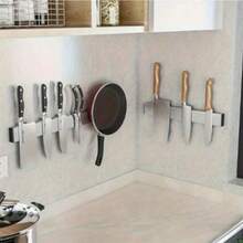 High-Quality Drill-Free Installation 304 Stainless Steel Magnetic Knife Rack - Space-Saving Wall-Mounted Magnetic Strip, Convenient Access And Design, Suitable For Storing Kitchen Knives, Scissors And Mixers, Wall-Mounted Magnetic Knife Rack. - 304 Stainless Steel [silver] - View 6
