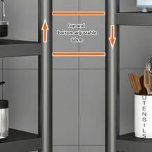 Estante de almacenamiento multifuncional de 5 niveles con ruedas para cocina - Ensamblaje fácil, organizador ahorrador de espacio para cocina, baño y sala de estar - Construcción de metal duradera - Negro - Ver 3