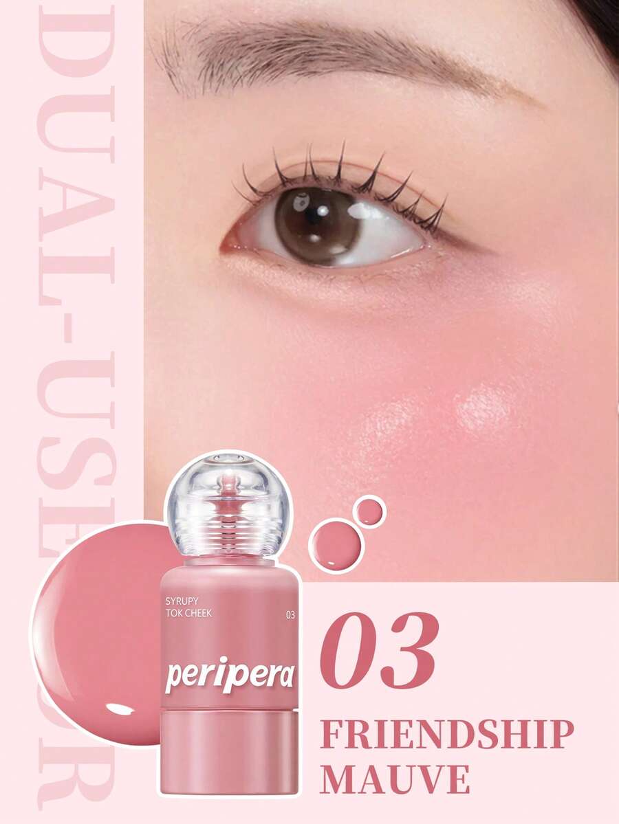 PERIPERA Syrupy Tok Cheek #03 Friendship Mauve 1瓶 9g,冷調灰紫色水光多功能液體腮紅,不卡粉,適合冷色調與橄欖色肌膚,秋冬日常妝容 - 003 愛意滿滿紫調 - 查看 1