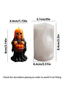 1 pièce Moule à bougie en silicone en forme de citrouille et de crâne d'Halloween, moule en résine de plâtre pour l'aromathérapie en forme de crâne d'Halloween, outil DIY fait main flexible, facile à démouler et réutilisable, décoration de bureau et de maison, cadeau fait main pour Halloween, Thanksgiving, Noël et la saison des récoltes - A - Voir 8