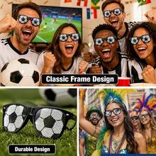 2 piezas de gafas de moda con patrón de balón de fútbol, accesorios de cabina fotográfica para fiesta de aficionados al fútbol, decoración y regalos para fiesta de visualización de la Copa del Mundo - Multicolor - Ver 6