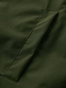 Men's Colorblock V-Shape Patchwork Hooded Jacket, Lightweight Windproof Outerwear With Zipper Pockets, Drawstring Adjustable Hood, Elastic Cuffs, Casual Sports Top, Spring/Autumn - Army Green - View 5