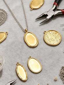 5Pcs 304 Stainless Steel 18K Gold Plated Embossed Textured Oval & Round Pendants DIY Handmade Jewelry Accessories/Waterproof And Fade-Resistant - Pendants - View 4