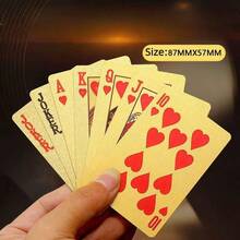 1 Box Luxury Gold Playing Cards - Waterproof - Ideal For Magic And Party Entertainment, PVC Material More Suitable For Party Use, Creative Toy, Card And Poker Series, Texas Hold'em - Multicolor - View 1