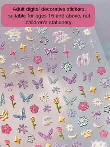 1pc Macaron Graffiti Decorative Sticker, Flower Star Butterfly Design, Universal For Camera / / Instant Camera / Earphone Case, Decorative Accessory, Waterproof Self-Adhesive Sticker With Backing, Scratch-Resistant, Easy To Apply - 1pc TS-4130 - View 6