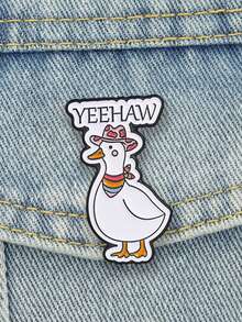 Yeehaw 牛仔鴨琺瑯胸針 西部鄉村風 愛心牛仔帽 彩虹圍巾 領口胸針 背包裝飾禮物 - 白色 - 查看 4