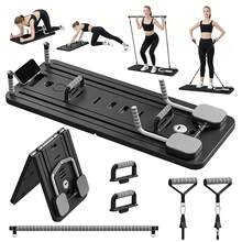 Multifunctional Foldable Fitness Board, Home Workout Push Up Board With Resistance Bands,Workout Fitness Board, Multi-Track Push Up Trainer,Full Body Core Training Equipment For Abs, Arms, Legs, Portable Home Gym Exercise Trainer For Men Women - Multicolor - View 2
