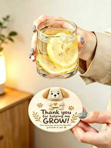 1/6/12入「Thank You For Helping Me Grow」小狗圖案木製圓形杯墊，教師感謝禮物，適合教室、居家辦公室、返校裝飾、桌面裝飾，傳遞正能量的感謝禮 - 小狗感謝你 - 查看 5