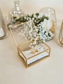 Personalized Gold Glass Ring Box, Vintage Wedding And Engagement Ring Box - Multicolor - View 8