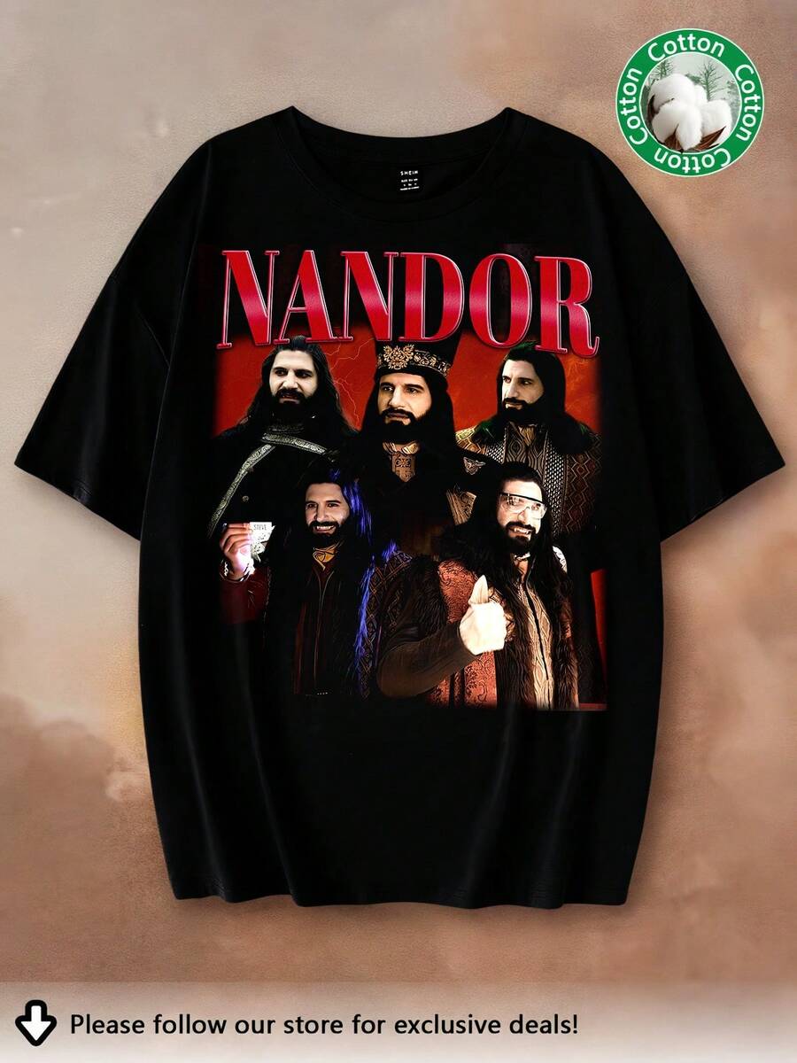 Nandor T-Shirt, What We Do In The Shadows, 90s Retro T-Shirt - 黑色 - 查看 1